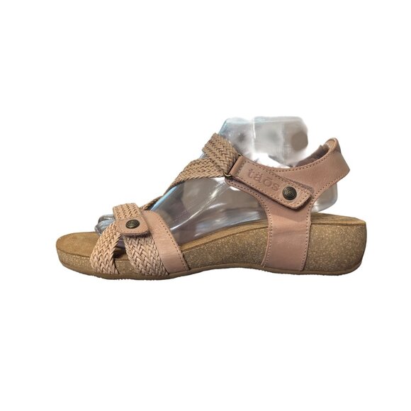 Taos Trulie Braided Leather Cork Sandals Beige Pink Stone Size 41 / US 10 - Picture 10 of 10